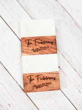 Load image into Gallery viewer, Personalized White Marble and Wood Coasters
