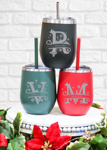 Load image into Gallery viewer, Christmas Monogram Wine Tumbler
