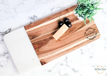 Load image into Gallery viewer, Rectangle White Marble Acacia Serving Board
