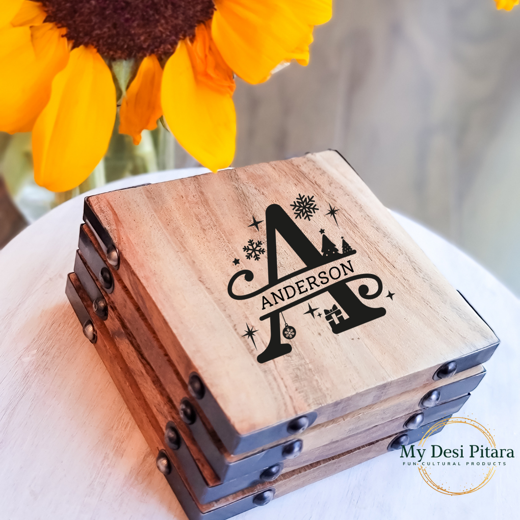 Personalized Wood and Metal Coasters