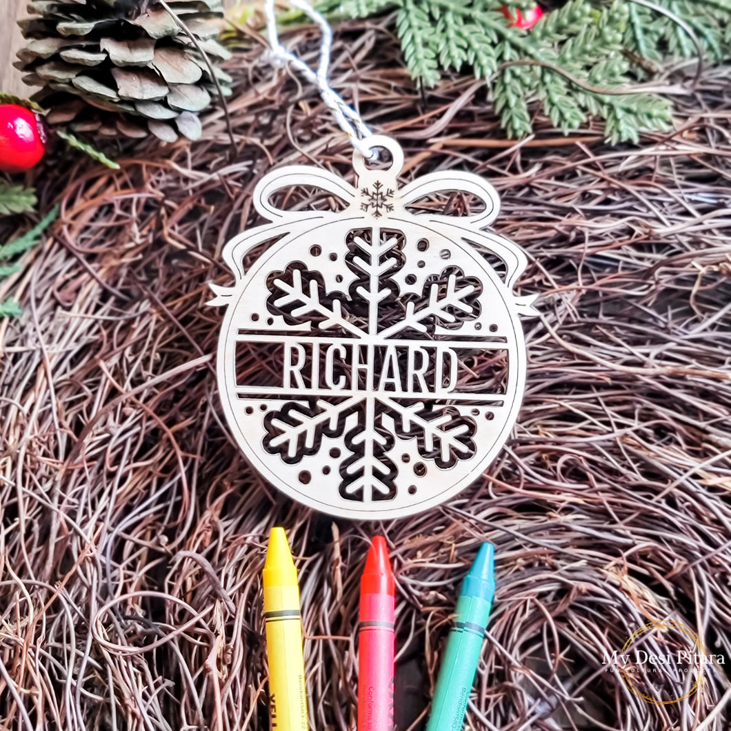 Snowflake Name Coloring Ornament